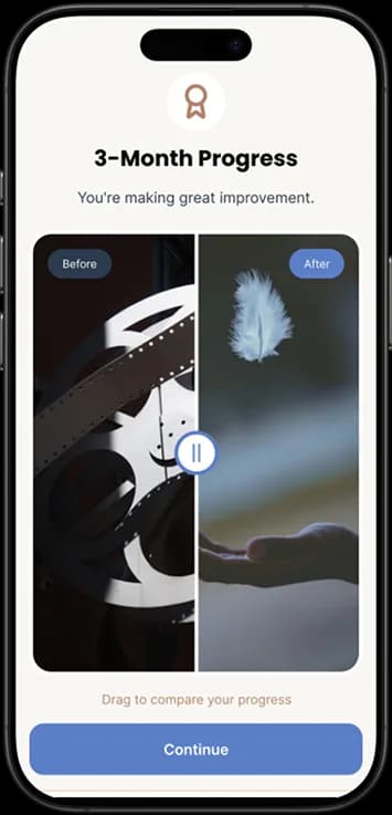 Client hair progress timeline in the & Other Ways app